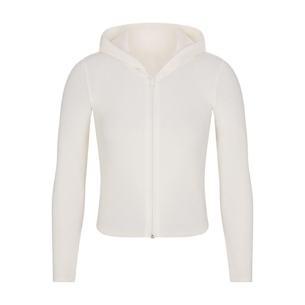 COTTON RIB ZIP UP HOODIE | MARBLE