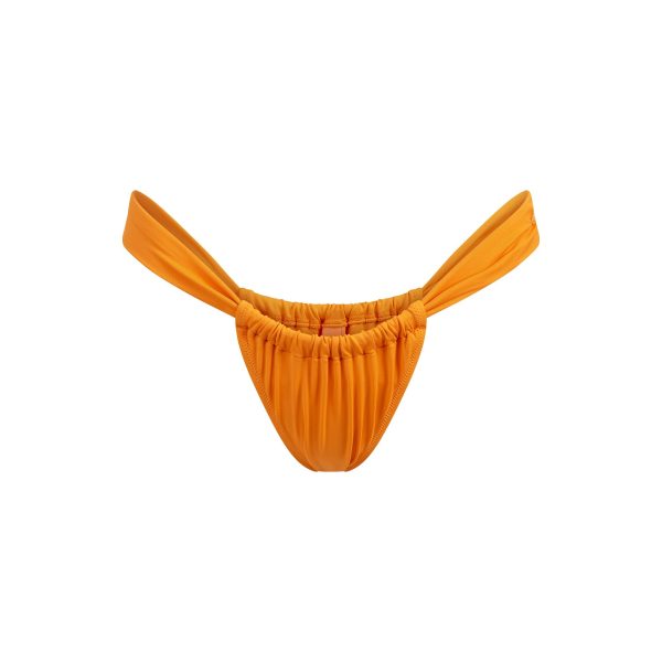 SIGNATURE SWIM RUCHED THONG BIKINI BOTTOM | TANGERINE