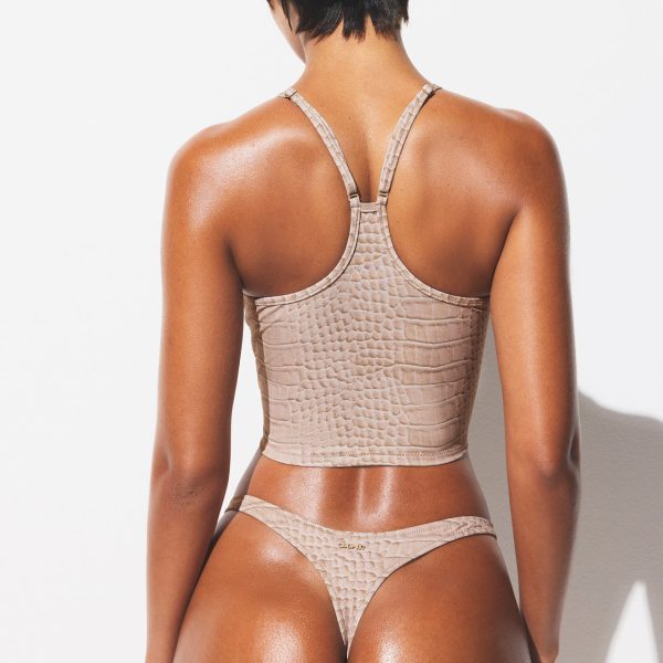 SIGNATURE SWIM CAMI TOP | DUNE CROCODILE PRINT