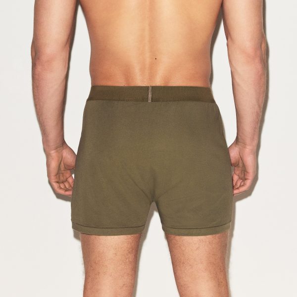 SKIMS COTTON MENS KNIT BOXER | ARMY