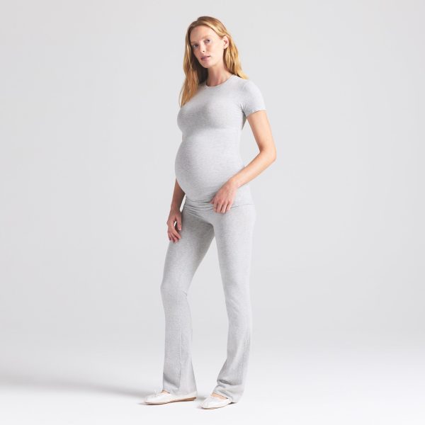 COTTON JERSEY MATERNITY T-SHIRT | LIGHT HEATHER GREY