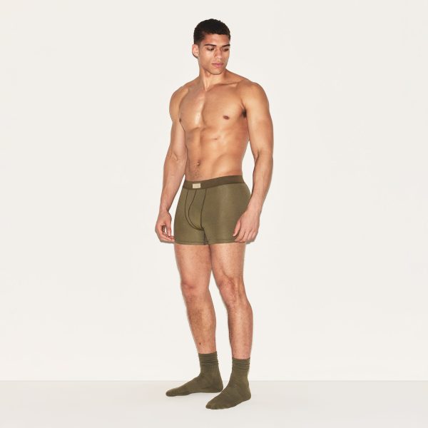 SKIMS COTTON MENS 3′′ BOXER BRIEF | ARMY