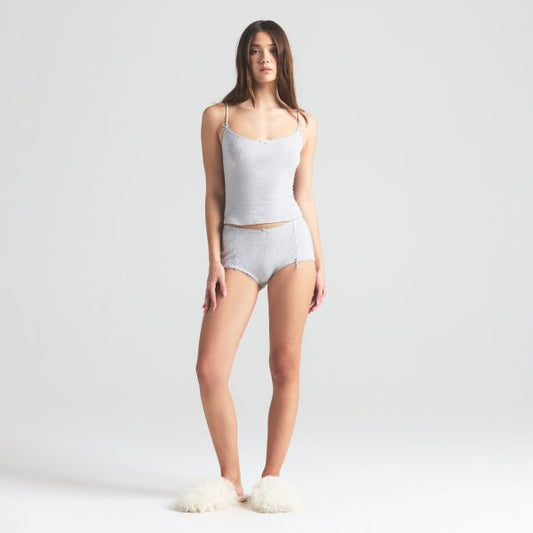 POINTELLE BOY SHORT | LIGHT HEATHER GREY