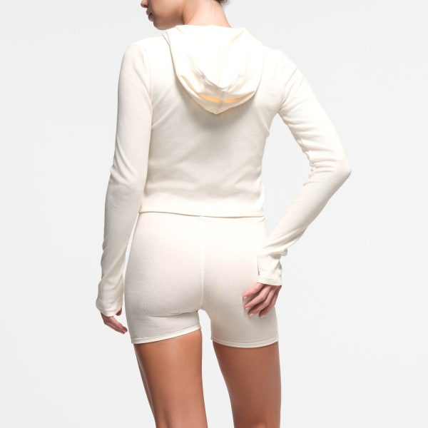 COTTON RIB ZIP UP HOODIE | MARBLE