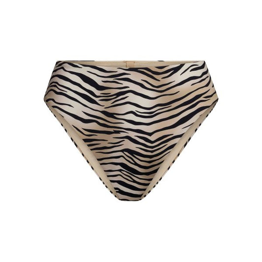 SIGNATURE SWIM HIGH-WAISTED BIKINI BOTTOM | CHAMPAGNE TIGER PRINT