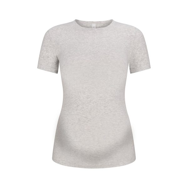 COTTON JERSEY MATERNITY T-SHIRT | LIGHT HEATHER GREY