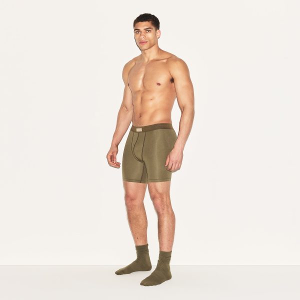 SKIMS COTTON MENS 5′′ BOXER BRIEF | ARMY