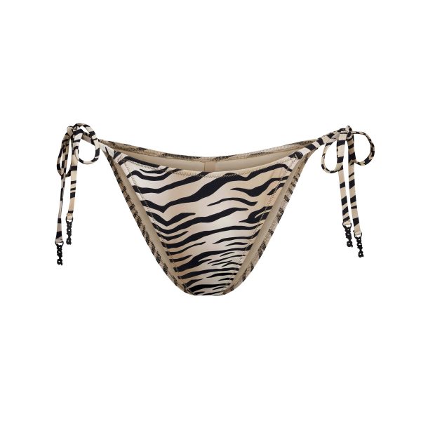 SIGNATURE SWIM DIPPED TIE BIKINI BOTTOM | CHAMPAGNE TIGER PRINT