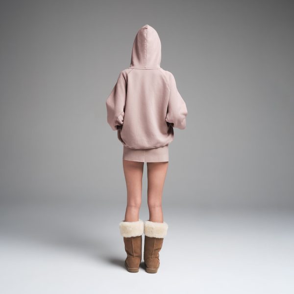 FRENCH TERRY RELAXED ZIP UP HOODIE | FAWN