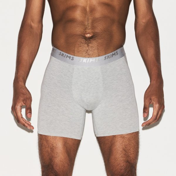 SKIMS STRETCH MENS 5′′ BOXER BRIEF | LIGHT HEATHER GREY