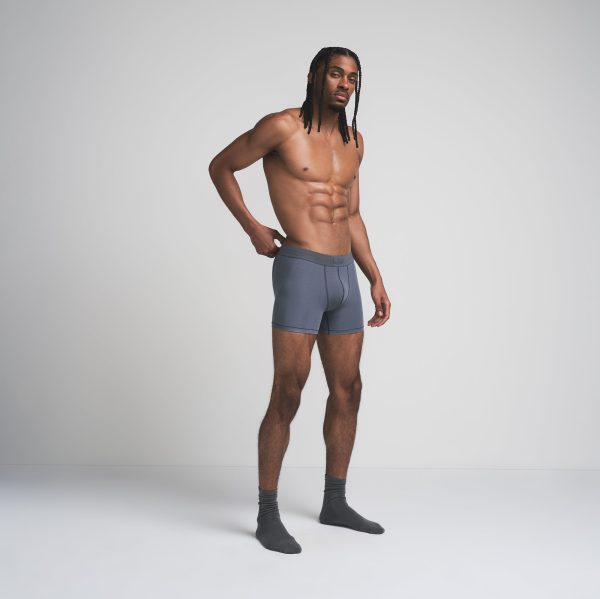 SKIMS COTTON MENS 3′′ BOXER BRIEF | STEEL BLUE