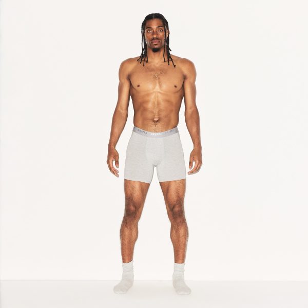 SKIMS STRETCH MENS 5′′ BOXER BRIEF | LIGHT HEATHER GREY