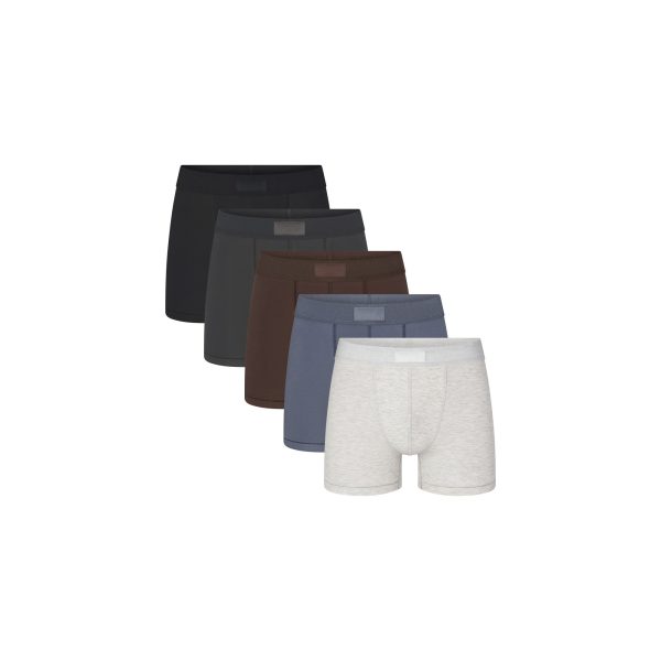 SKIMS COTTON MENS 3′′ BOXER BRIEF 5-PACK | DARK SEPIA ONYX MULTI