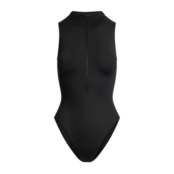 SIGNATURE SWIM ZIP FRONT ONE PIECE | ONYX
