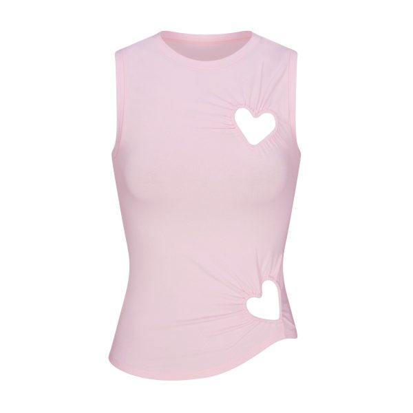 COTTON JERSEY HEART TANK | CHERRY BLOSSOM