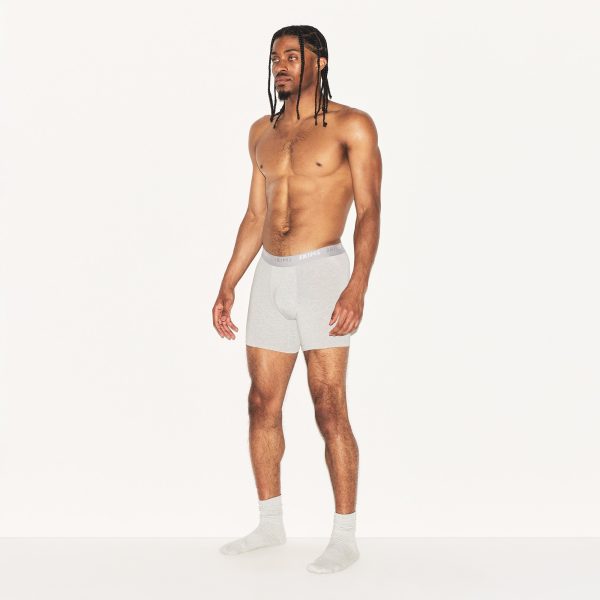 SKIMS STRETCH MENS 5′′ BOXER BRIEF | LIGHT HEATHER GREY