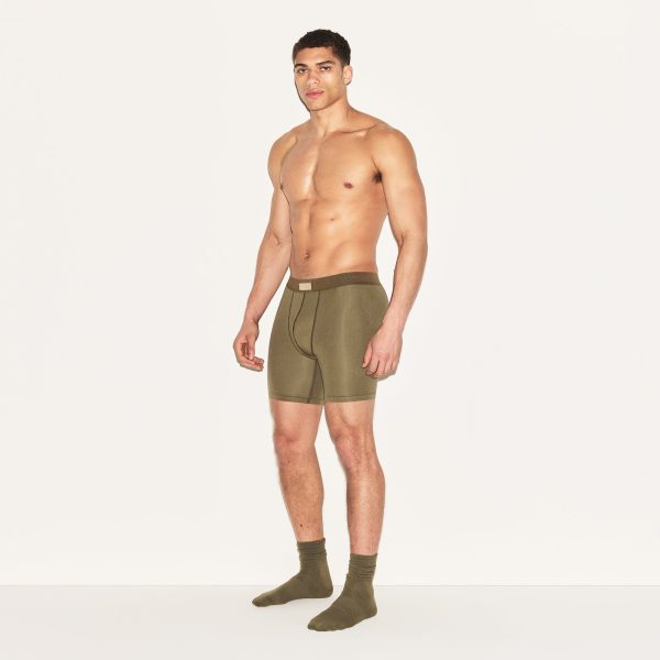 SKIMS COTTON MENS 5′′ BOXER BRIEF 3-PACK  | ARMY MULTI