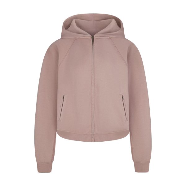 FRENCH TERRY RELAXED ZIP UP HOODIE | FAWN