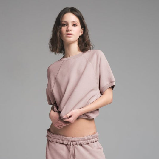 FRENCH TERRY RAGLAN SHORT SLEEVE SWEATSHIRT | FAWN