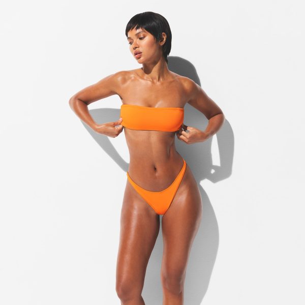 SIGNATURE SWIM THONG BIKINI BOTTOM | TANGERINE