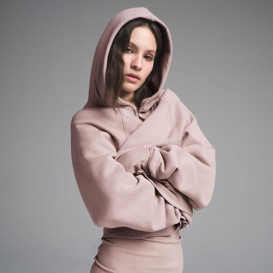 FRENCH TERRY RELAXED ZIP UP HOODIE | FAWN