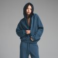FRENCH TERRY RELAXED ZIP UP HOODIE | INDIGO