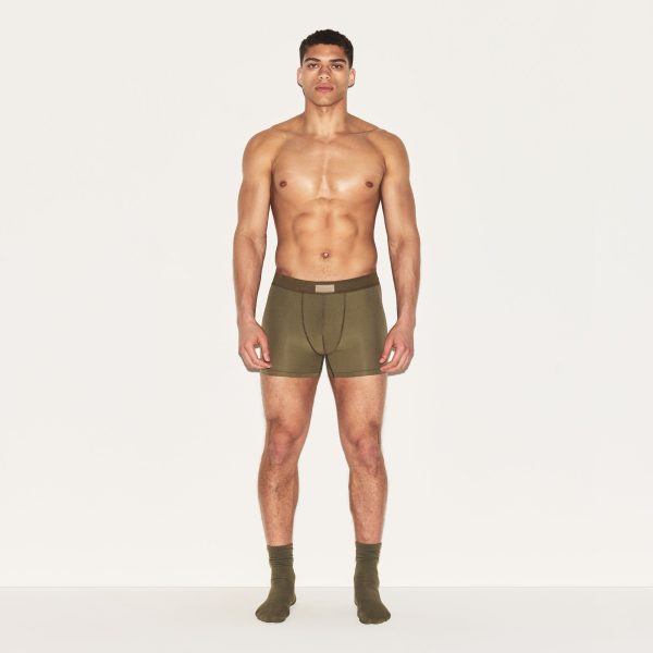 SKIMS COTTON MENS 3′′ BOXER BRIEF | ARMY