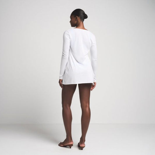 COTTON COVER-UPS TIE FRONT TOP | SNOW