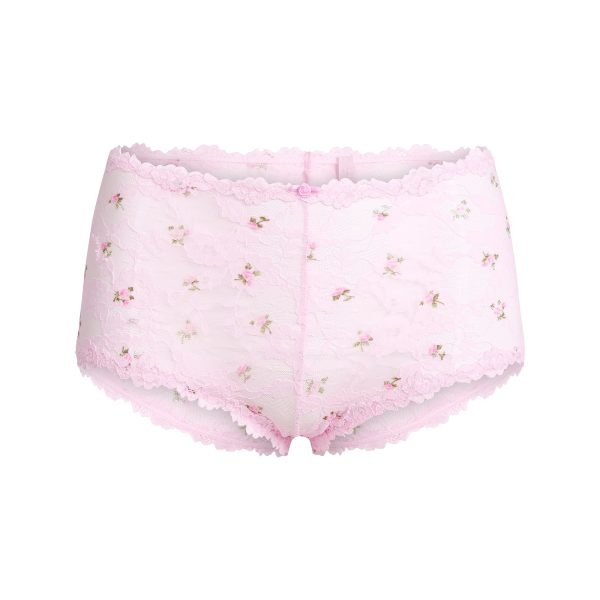 STRETCH LACE BOY SHORT | CHERRY BLOSSOM ROSEBUD PRINT