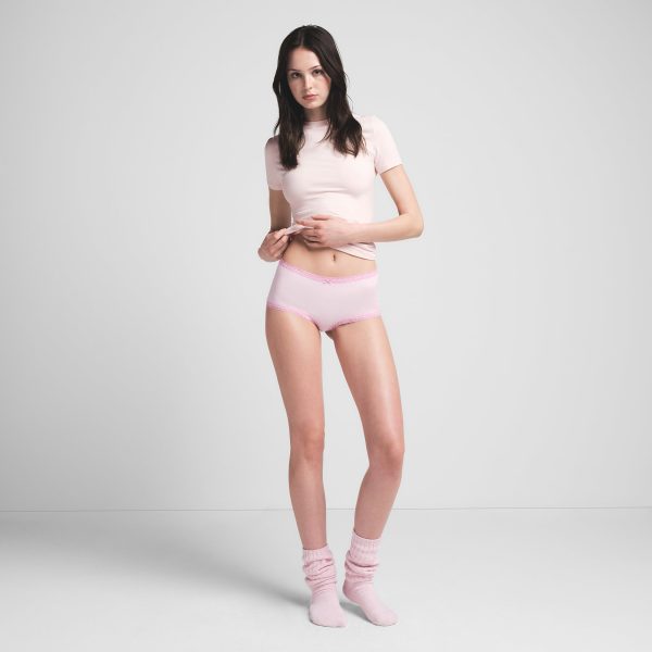 LIGHTWEIGHT COTTON LACE BOY SHORT | CHERRY BLOSSOM