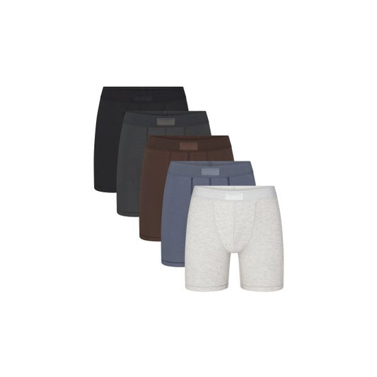 SKIMS COTTON MENS 5′′ BOXER BRIEF 5-PACK | DARK SEPIA ONYX MULTI