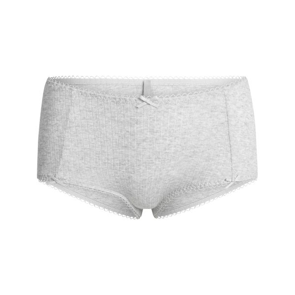 POINTELLE BOY SHORT | LIGHT HEATHER GREY