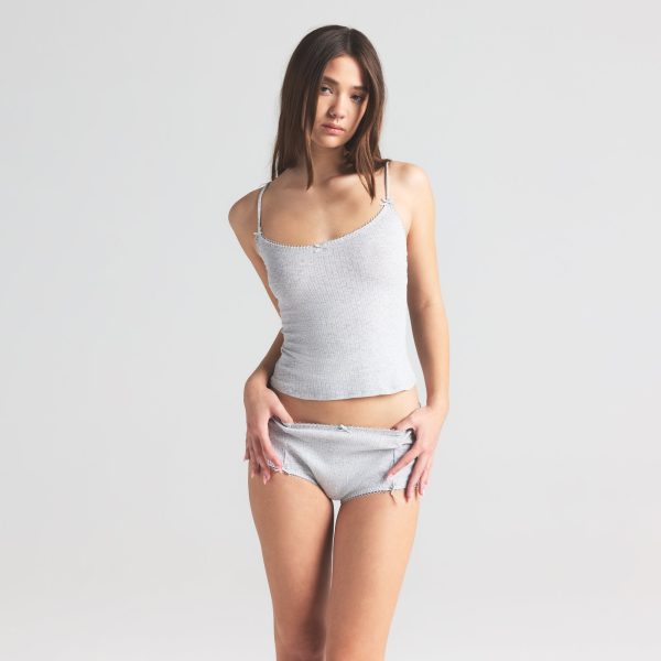POINTELLE CAMI | LIGHT HEATHER GREY
