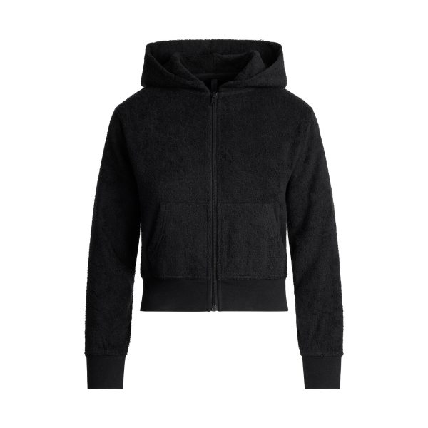 TERRY COVER-UPS ZIP UP HOODIE | ONYX