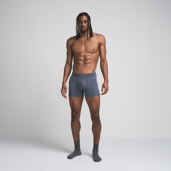 SKIMS COTTON MENS 3′′ BOXER BRIEF | STEEL BLUE
